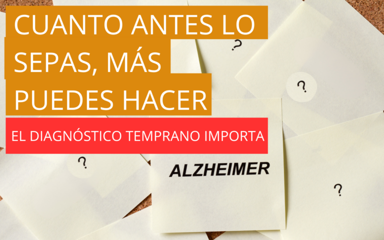 Post it con interrogantes y uno que pone Alzheimer para ilustrar post sobre Diagnóstico temprano del Alzheimer